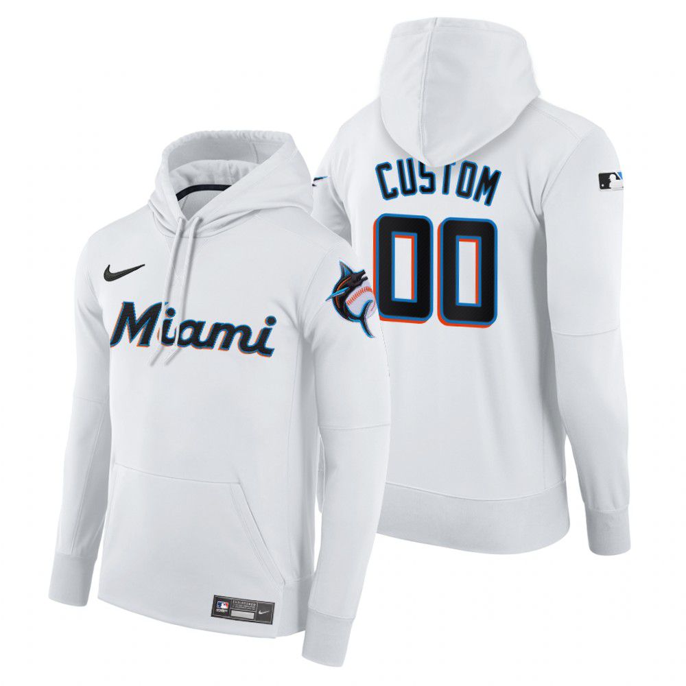 Men Miami Marlins #00 Custom white home hoodie 2021 MLB Nike Jerseys